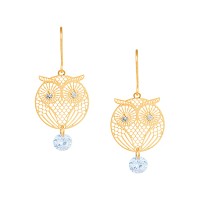 Korean Made Cubic Zirconia Owl Drop Earring For Women (KTWJDEG111804)